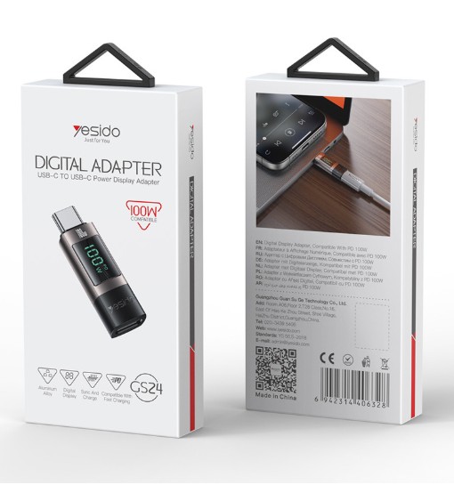 YESIDO GS24 C TO C 100W DIGITAL ADAPTER - Image 2